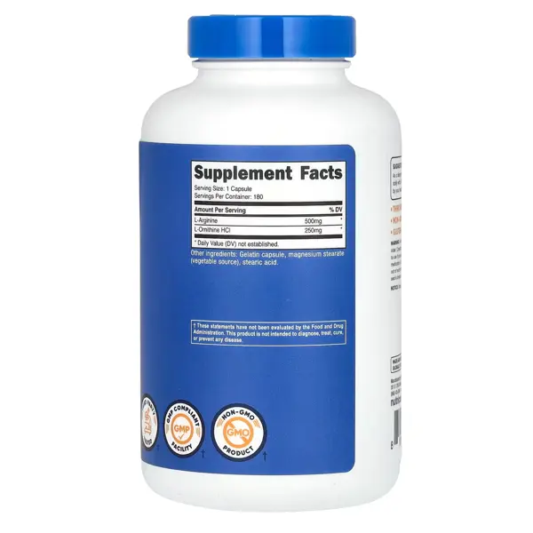 Nutricost L-Arginine L-Ornithine 750mg Capsules